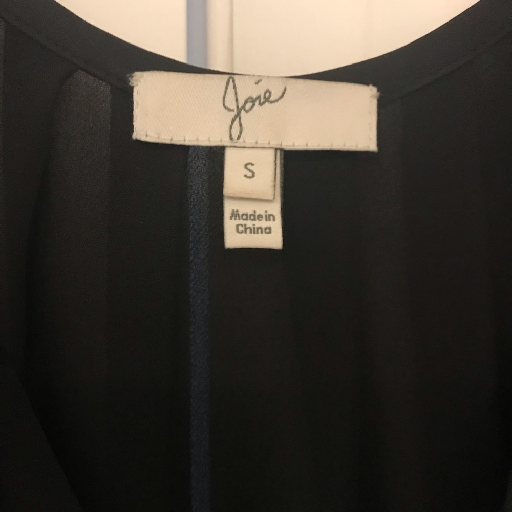 Joie Black Peasant V-Neck Short Sleeve Blouse - Picture 3 of 4